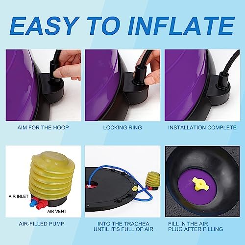 Zeatly Half Balance Ball Trainer - Core Exercise Equipment for Stability & Strength Training, Includes Resistance Bands & Pump - Balance Beam for Home Gym, Fitness, Rehabilitation & Physical Therapy(New-purple)