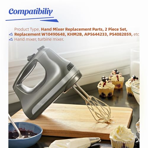 KitchenAid Hand Mixer Beaters Replacement Set - W10490648, 2 Pack