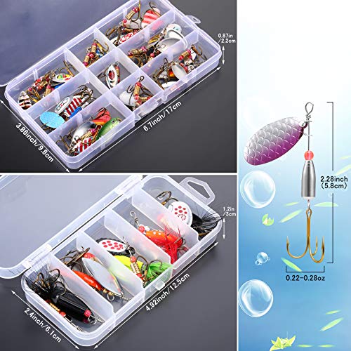 40 Pcs Metal Spinner Fishing Lures Set for Trout Bass Perch Salmon