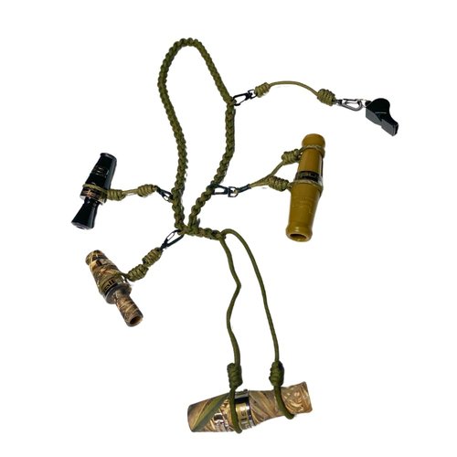 HuntEmUp Ultimate Round Braided Duck Call Lanyard – 4 Double Loops & Whistle Clip – Durable Paracord Goose Call Holder – Waterfowl Hunting Lanyard for Dog Trainers & Gun Dog Hunters