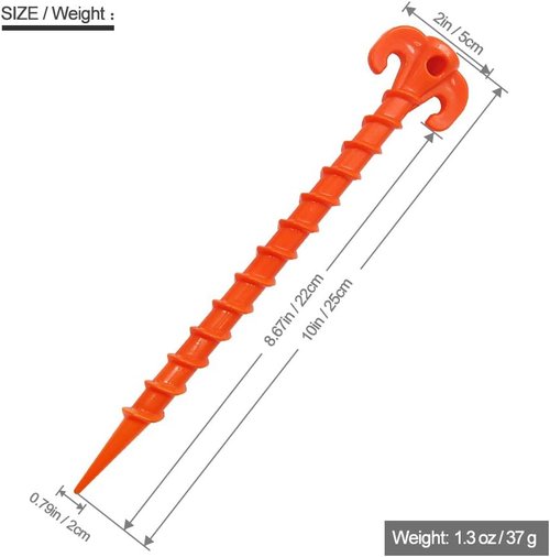 Canopy Stakes Canopy Anchors Beach Tent Stakes Heavy Duty Screw Shape 25 cm 10 inch - 8 Pack Yellow …