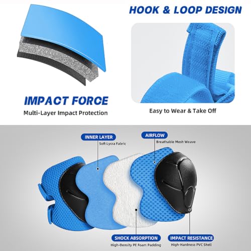 Kids Bike Helmet for Ages 2-8 - Adjustable Safety Helmet with Protective Gear Set - Blue, Small