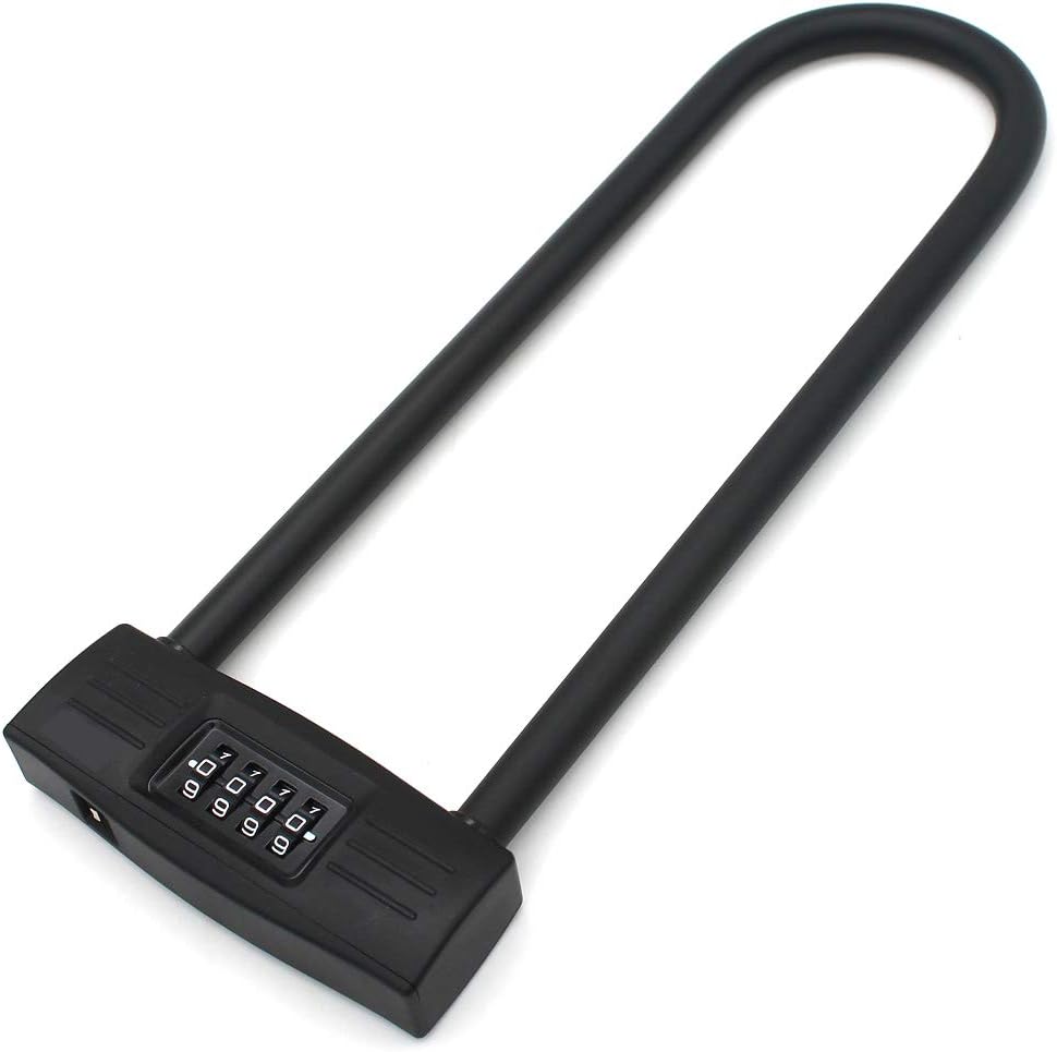 mioni 4 Digit U-Lock Motorcycle Lock/Bike Lock-resettable Combination U-Lock/D Bicycle Lock/Door Lock-, fix The Bicycle Without Carrying The Key. (Black)