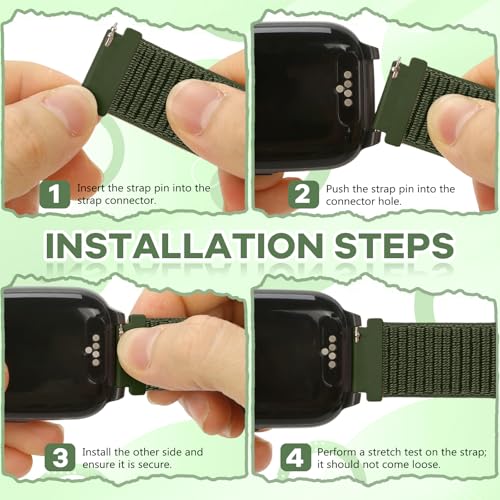 Nylon Watch Bands Compatible with Casio F-84/F-91W/F-94/A158/A168 F105/F108, Solo Loop Strap - Dark Black + Military Green
