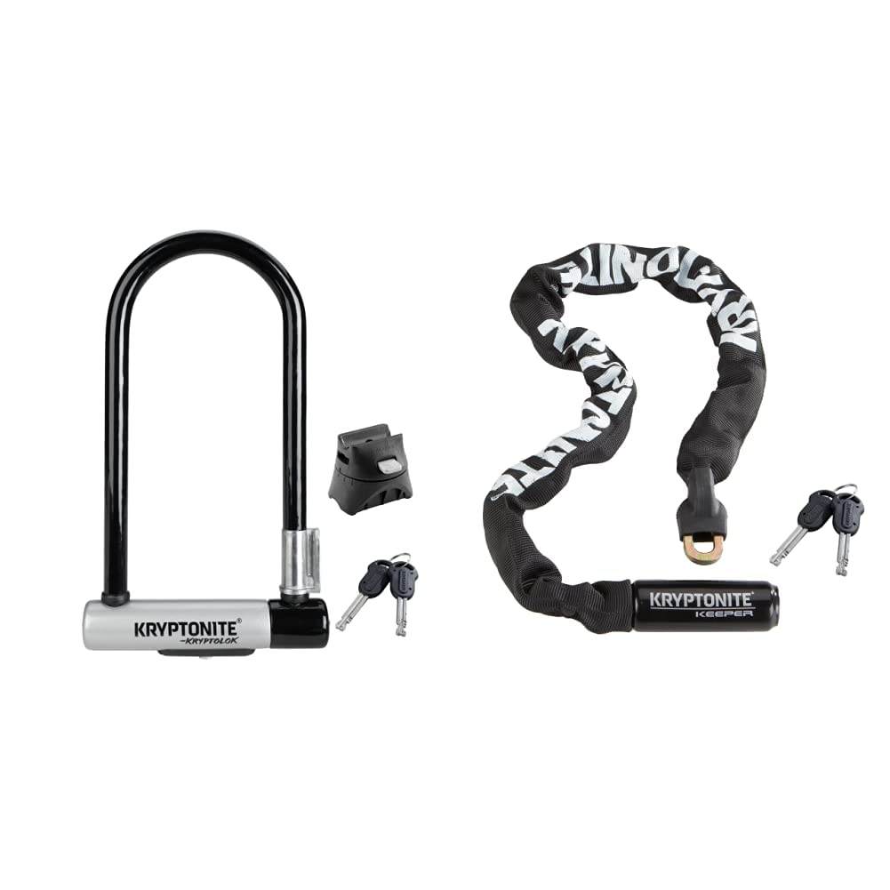 Kryptonite Bike Lock Bundle with U-Lock, Chain Lock and Mounting Bracket
