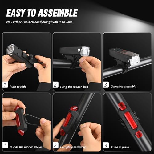 USB Rechargeable Bike Light Set 400 Lumens Front and Rear Waterproof