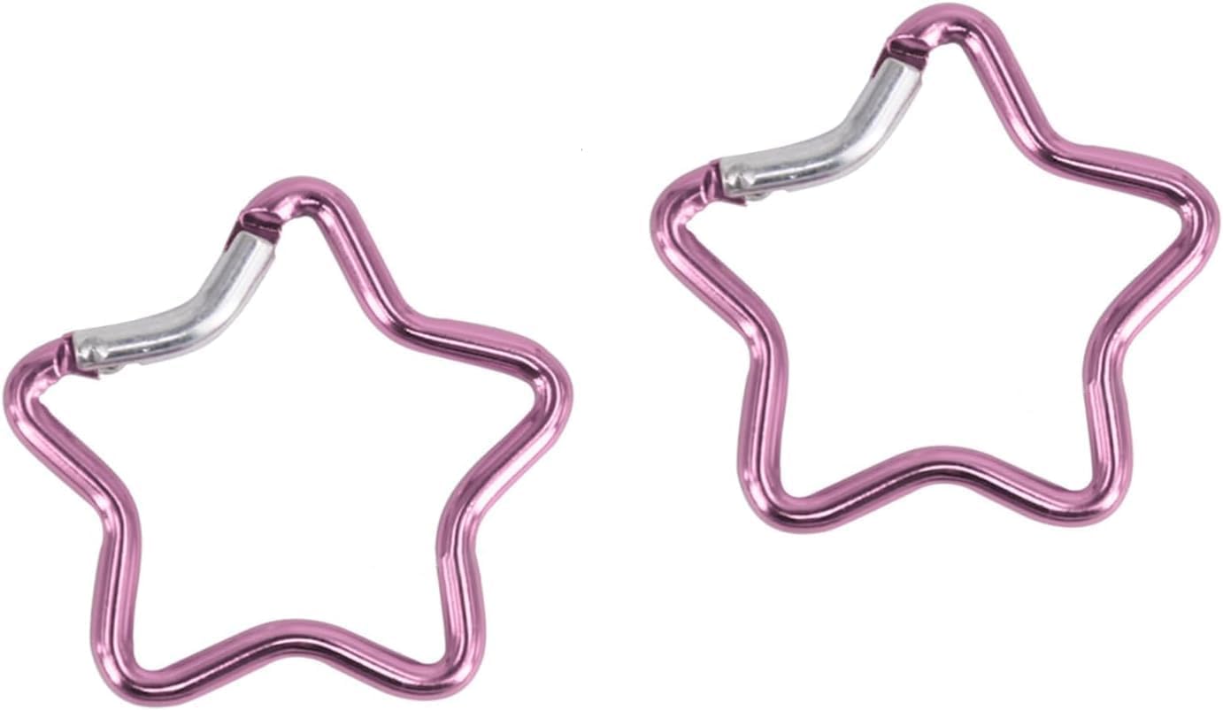 2Pcs Light Pink Carabiner Clip, Star Shaped Climbing Buckle, Aluminum Alloy Heavy Duty Keyring Hook for Camping Fishing Hiking Traveling Accessory and Keychain Carabiners, Car Keychain