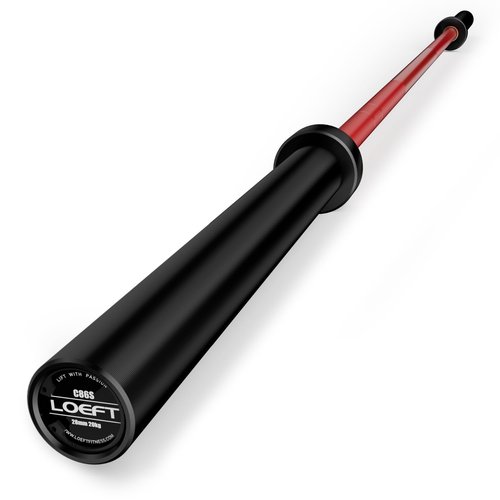 LOEFT 7ft Olympic Barbell, 45 lb Barbell for Powerlifting and Weightlifting, 2000 lbs Weight Capacity 215K PSI Weight Bar Fit 2" Weights for Squat, Bench Press, Deadlift (Red)