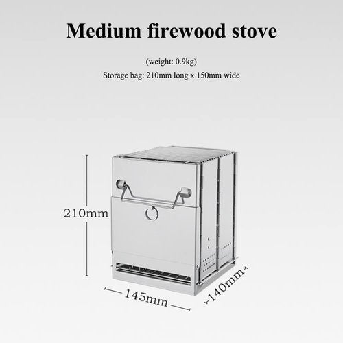 Camping Wood Burning Stove with Grill, Collapsible Backpacking Survival Rocket Stove Stainless Steel Campfire Stove for Outdoor Cooking Picnic Hiking BBQ (Sliver-Small)