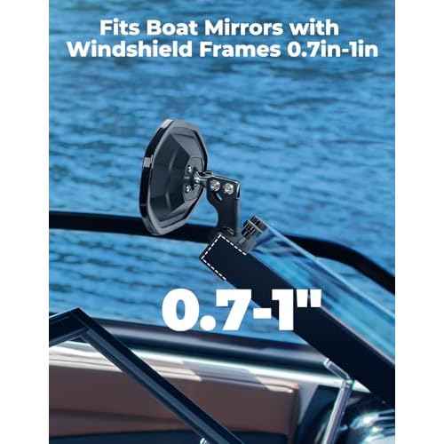 KEMIMOTO Marine Boat Mirror Upgraded Size 14in x 7 in, Universal Boat Rear View Mirror for Pontoon, Ski Boats Water Skiing Sport Wakeboarding Surfing
