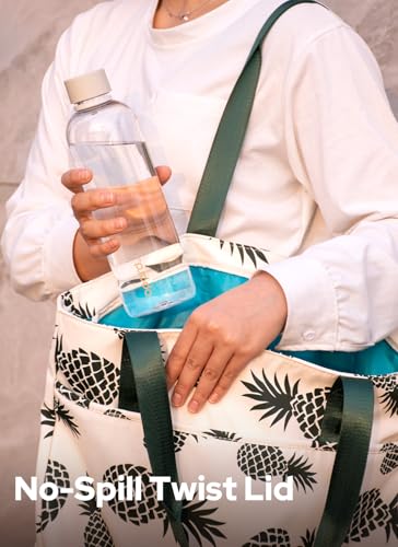 Opard Slim Water Bottle 27oz BPA-Free Leakproof Plastic Drink Bottle Clear Cream