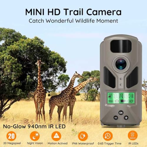 Mini Trail Camera Night Vision Motion Activated 20MP 1080P Grey