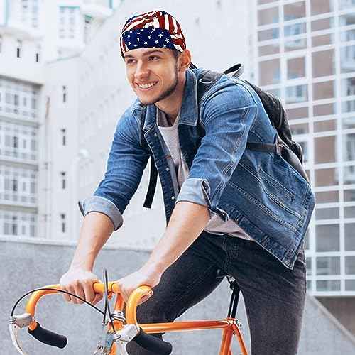 YOYOU Skull Cap American Flag Bandana, Pirate Welding Caps Hard Hat Liner, Sweat Caps for Men, Helmet Liner Quick Dry Cycling Hat 3 Pieces