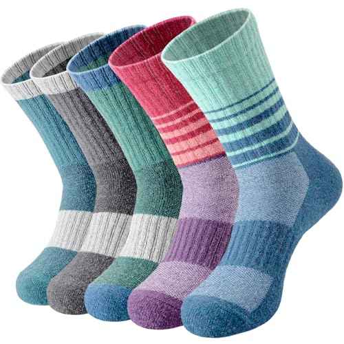 Pleneal Wool Hiking Socks for Women Men - Merino Womens Wool Hiking Socks Winter Warm Thermal Thick Cushion Boot Crew Sock