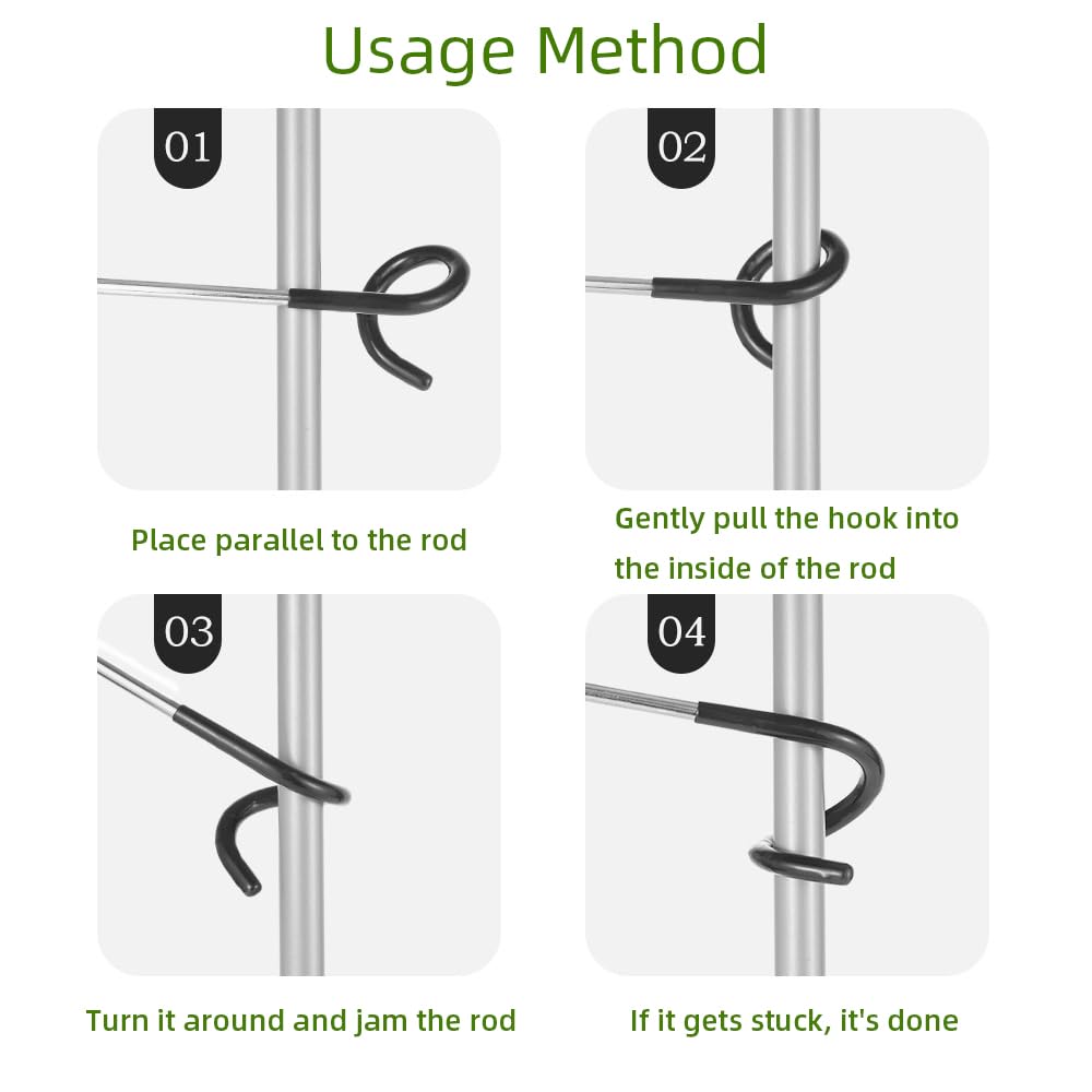 Kuyafenni Outdoor Light Hook for Camping Tent lamp Hanger, Bird feeders, Garden Lights ; Sturdy and Non Slip Pole Hook for Yard lightings, 2 Big and 2 Small Camping Lantern Hooks