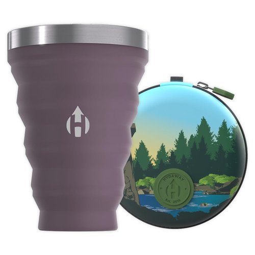 HYDAWAY Pocket Pint - 16oz Collapsible Silicone Cup with Stainless Steel Rim and Protective Travel Case - Reusable, Compact Drinkware for Camping, Festivals, and Everyday Use