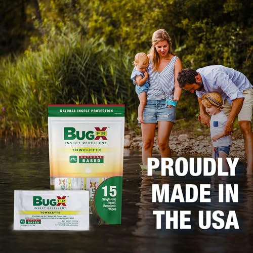 CoreTex Bug X FR DEET-Free Insect Repellent Wipes - Pack of 50, Naturally Derived Geranium Oil, Travel Size Mosquito Repellent Towelettes