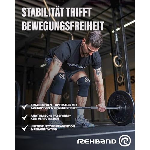 Rehband 5mm knee sleeve support for Cross Fit & heavy training, compression neoprene knee sleeve, feel stronger + more secure while workout, Colour:Camo - 1 Pair, Size:S
