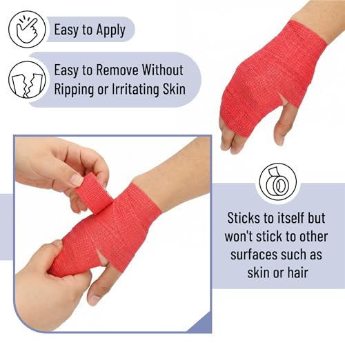 Self Adhesive Bandage Wrap 1 Inch x 5 Yards, 24 Pack - Assorted Colors