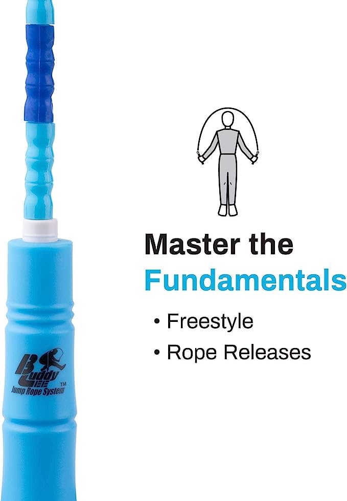 Buddy Lee Beaded Jump Rope - Blue Adjustable Fitness Skipping Rope for Adults