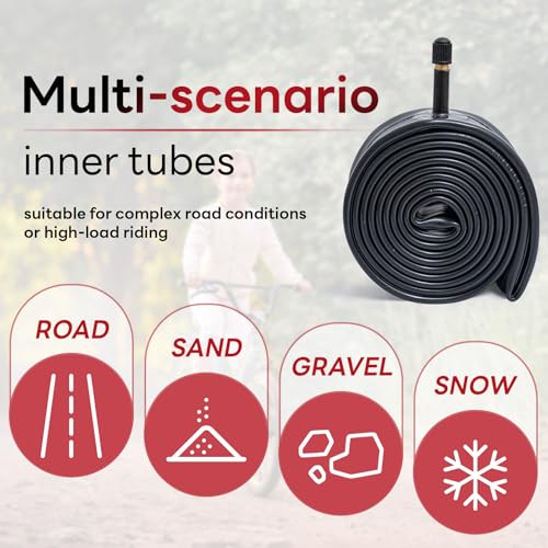 20x2.125/2.2/2.25/2.3/2.35/2.40 Self-Sealing and Self-Healing Bike Tube 20" Replacement Bicycle Tube(Single) Reliable 20 x 2.125-2.40 Inner Tube AV Schrader Valve for Road/Mountain Cycling Scenarios