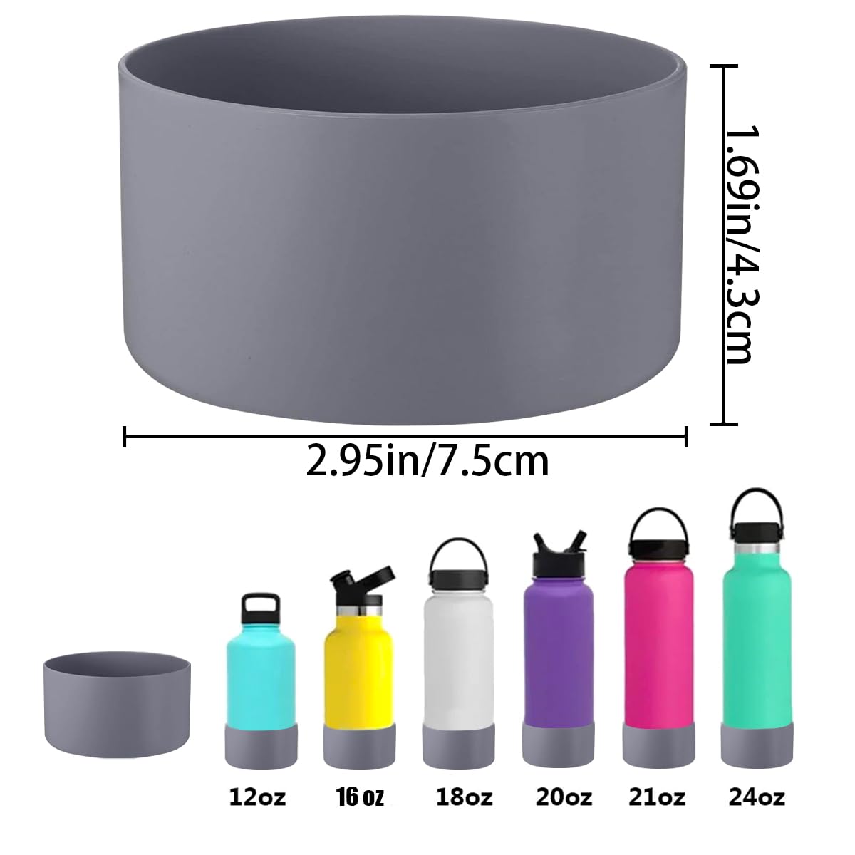 6 PCS Protective Silicone Bottle Boot Silicone Water Bottle Protective Boot Bottom Boot Sleeve Cover Bottle Bumper Silicone Sleeve Silicone Bottom for Hydroflask Boot 12-24oz Avoid Scratches & Noise