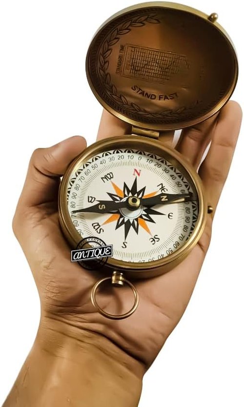 Brass Compass Boys Scout American Navigation Camping Travel Magnetic Navigation Tool Retro Aesthetic Educational Gifts for Baptism, Birthday