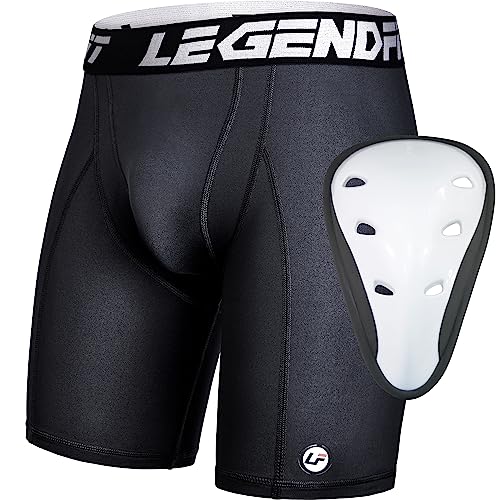 Men's Baseball Compression Shorts with Athletic Cup - X-Large Black