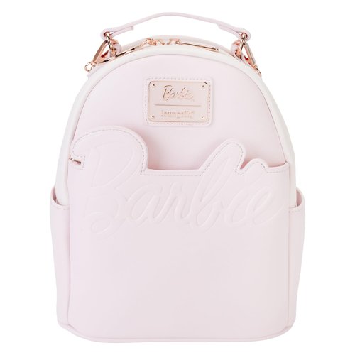 Loungefly Barbie Rose Gold Logo Convertible Backpack: Chic Style on the Go!