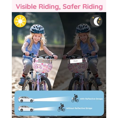 Kids Bike Basket, Bicycle Basket Front Handlebar, Waterproof Cute Fabric Children's Bike Basket, Kids Bike Accessories Fit Most Boys, Girls, Toddlers Bike or Scooter, Easy to Install