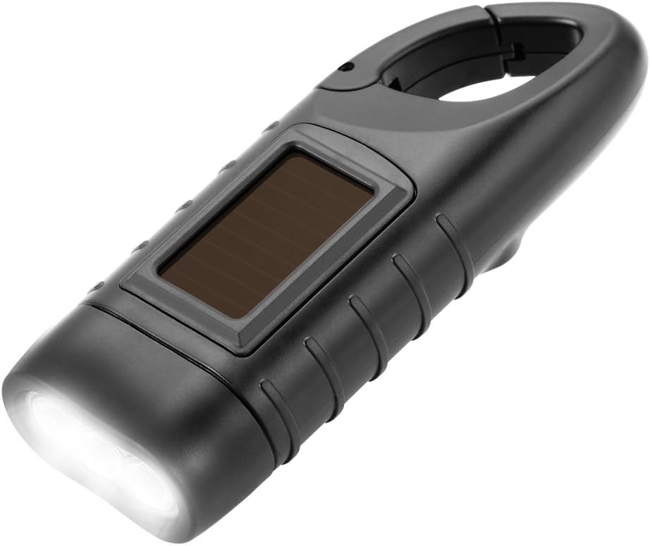 Simpeak 2-Pack Hand Crank Solar Powered LED Flashlight, Emergency Survival Flashlight Torch for Outdoor Sports, Green