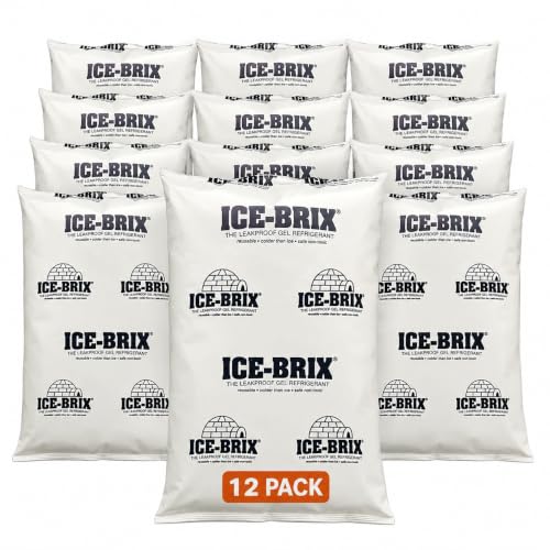 Medium Reusable Gel Ice Packs for Shipping - 8x6 Inches, 24 oz, 12 Pack