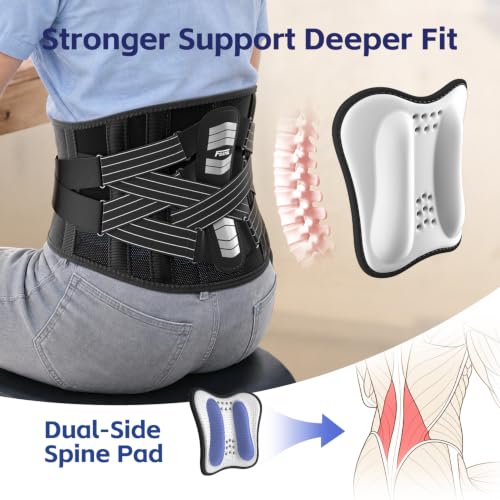 FEATOL XX-Large Back Brace for Lower Back Pain Men Women Dual-Side Spine Pad Belt