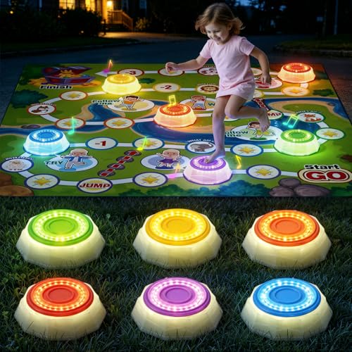 Light Up Stepping Stones Game Set for Kids 3-5 with Color Variations — Blue, Green, Yellow