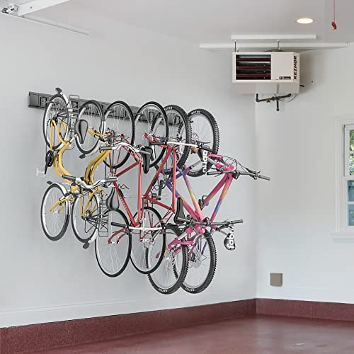 Wall-Mounted Bike Rack for Garage - Holds 6 Bicycles Storage Organizer