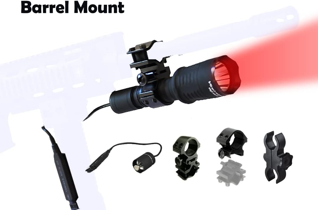 Orion H30 Red Premium Long Range Predator Hog Varmint Hunting Rechargeable Flashlight Light Kit with Mounts Remote Pressure Switch