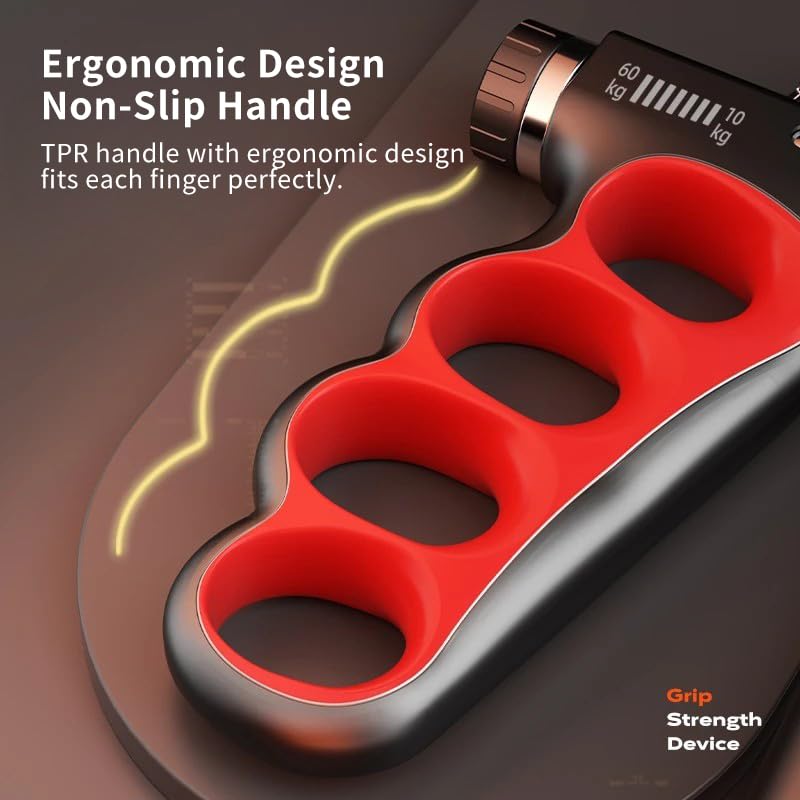 Hiyoga Grip Strength Trainer, Hand Grip Strengthener with Adjustable Resistance 11-220Lbs(5-100KG), Automatic Counter, Ergonomic Design, Forearm Strengthener for Musicians Athletes and Injury Recovery (Orange)