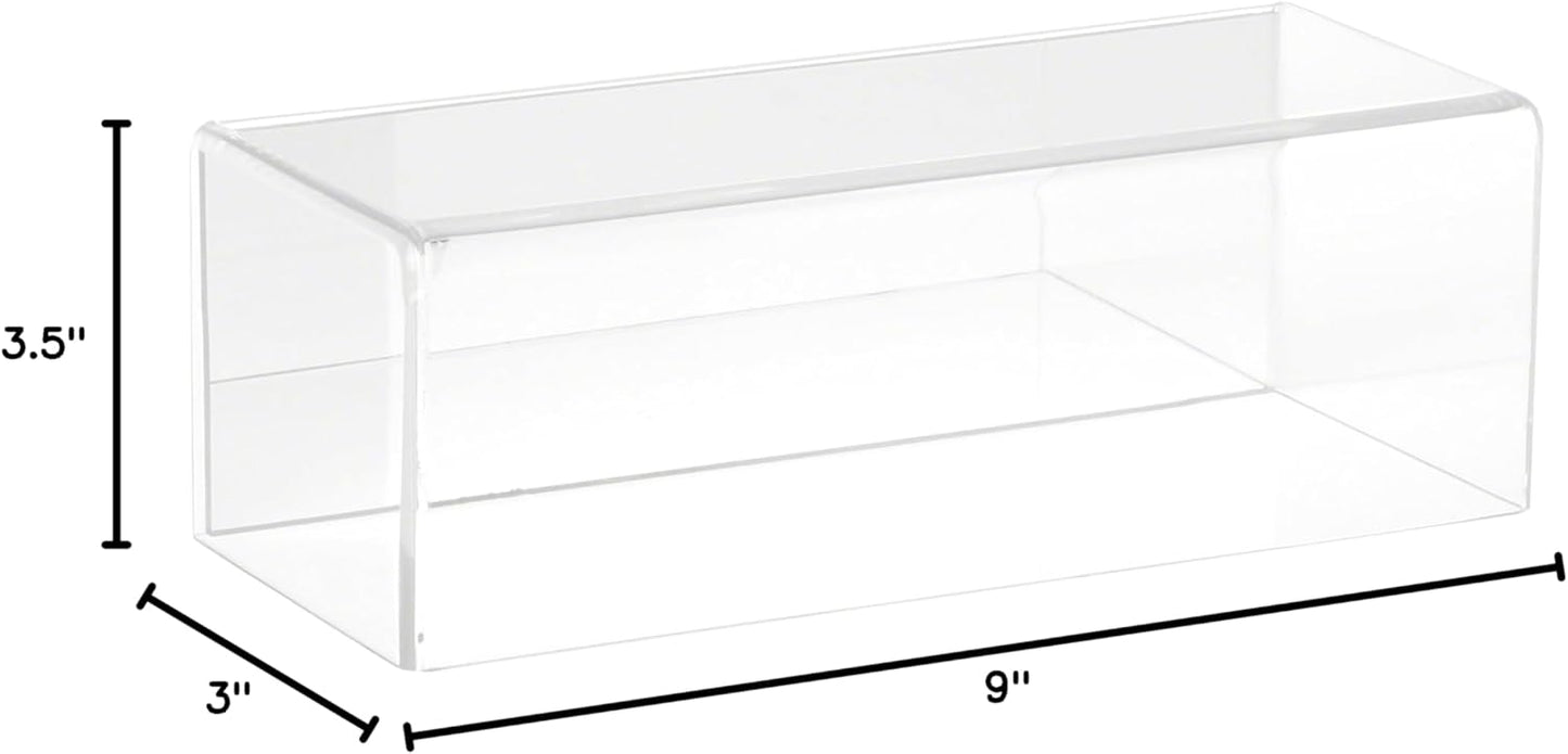 Plymor Clear Acrylic Display Case with Hardwood Base, 9" W x 3.5" D x 3" H