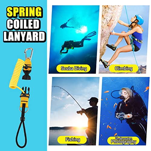 Diving Spring Coil Lanyard with Quick-Release Buckle - Yellow