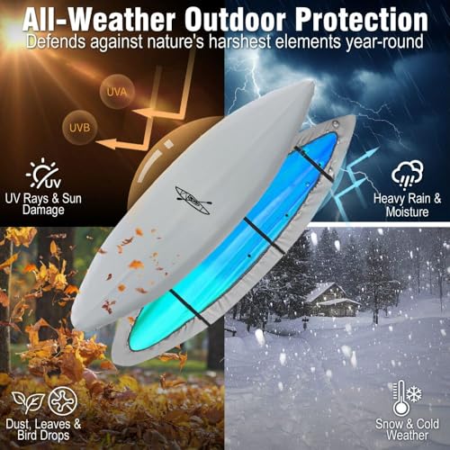 800D Heavy-Duty Waterproof Kayak Cover 10.1-11.5ft Outdoor Storage