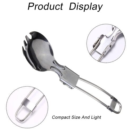 yizhichun 2 Pcs Foldable Cutlery Stainless Steel Folding Spork Lightweight Outdoor Spoon Fork for Hiking Survival Camping Travel