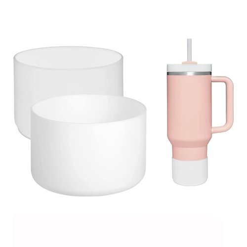 Protective Silicone Boots For Stanley Tumbler For Quencher Adventure 40oz For IceFlow 20oz 30oz, Anti-Slip Silicone Water Bottle Bottom Boot For Stanley Tumbler 2 PACK (Cream White)