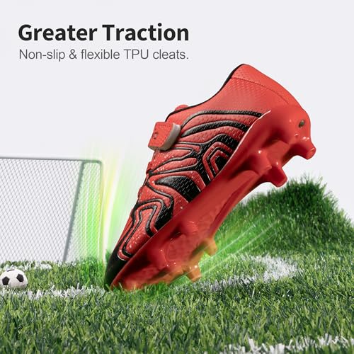 Kids Soccer Cleats - Little Kid 13, Red & Black, Boys Girls Sports Shoes
