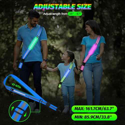 LED Running Gear High Visibility Reflective Belt Sash, Adjustable Night Walking Safety Gear, Rechargeable Light Up Running Reflective Belt for Runners Walkers Men Women