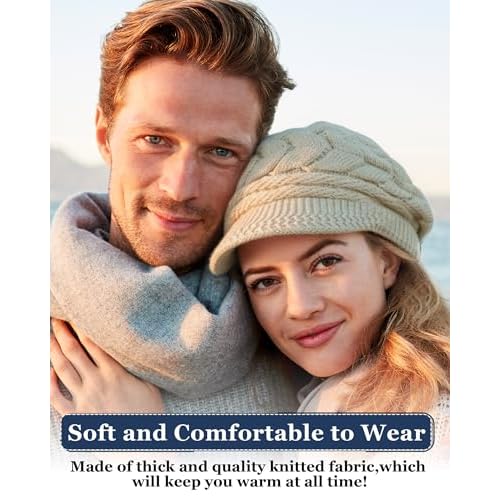 Newcotte Women Winter Hat Knitted Caps with Visor 2025 Warm Hats for Women Beanies for Winter Cold Weather