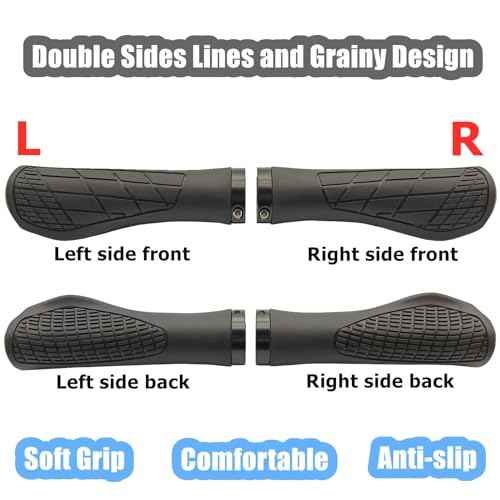 Bicycle Handlebar Grips, Single Lock with Soft Rubber, Anti-Slip Handlebar Grips for Bike, MTB Grips Bicycle Grips for BMX, E-Bike, Scooter