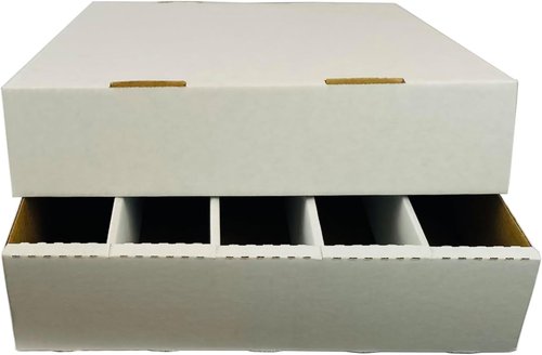 Max Protection (2) 5000 Count Card Storage Box - Durable Corrugated Cardboard for Trading, Sports & Gaming Cards, Full Lid Design, Home Organization