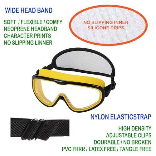 Kids Swim Goggles Age 3-8, Toddler Goggles No Hair Pull,Child Swimming Mask Fabric Strap (1PK Kids - Yellow)