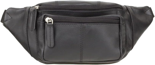 Visconti Classic Waist Pack/Pouch/Fanny Pak/Bumbag made of Genuine Quality Leather (Black)