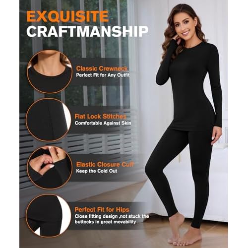 BESTENA Thermal Underwear for Women Base Layer Cold Weather Thermal Set Long Johns Women Thermal Set